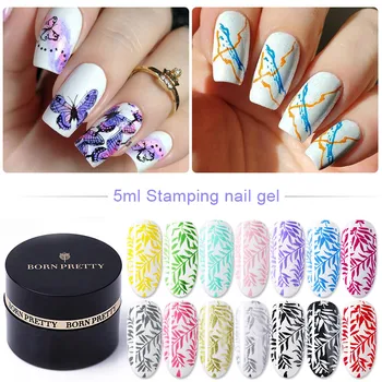 

BORN PRETTY 1 Box 5ml Stamping Gel Print Black White Colors Nail Stamping With UV Gel Polish Varnish for Stamping Plate