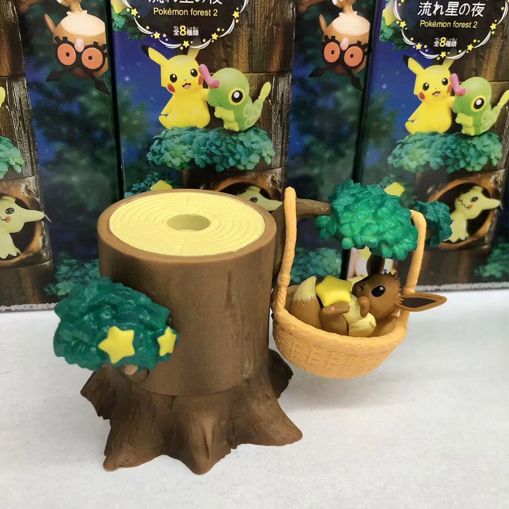 Pokemon Go Miniature Forest Tree Collection Pikachu Eevee Figures Toy 8PCS/SET 