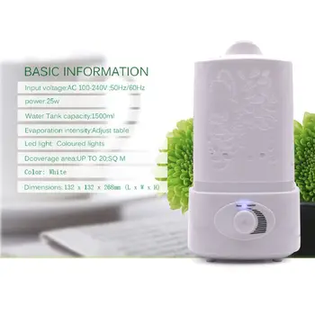 

1.5L 1.5L Ultrasonic Home Aroma Humidifier Air Diffuser Purifier Atomizer Aromatherapy Essential Oil 7 Color LED Night Light for