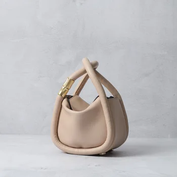 

Portable Ring Type Mini Dumpling Bag for Girls Leather Bucket bags female Unique 2020 summer diagonal bag fashion Messenger Bag