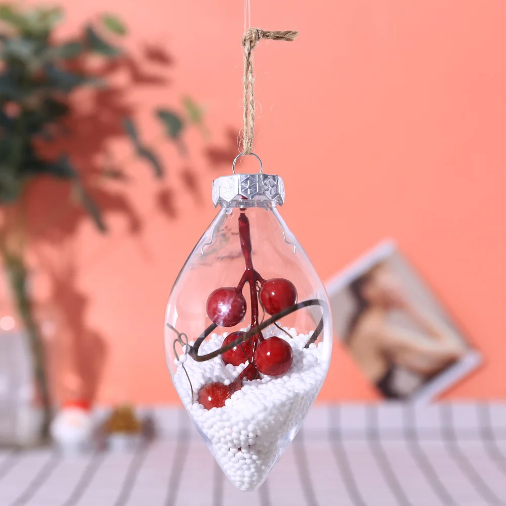 B-Christmas Tree Decorations Ball Transparent Open Plastic Clear Bauble Hanging Ornament Gift Present Box Decoration