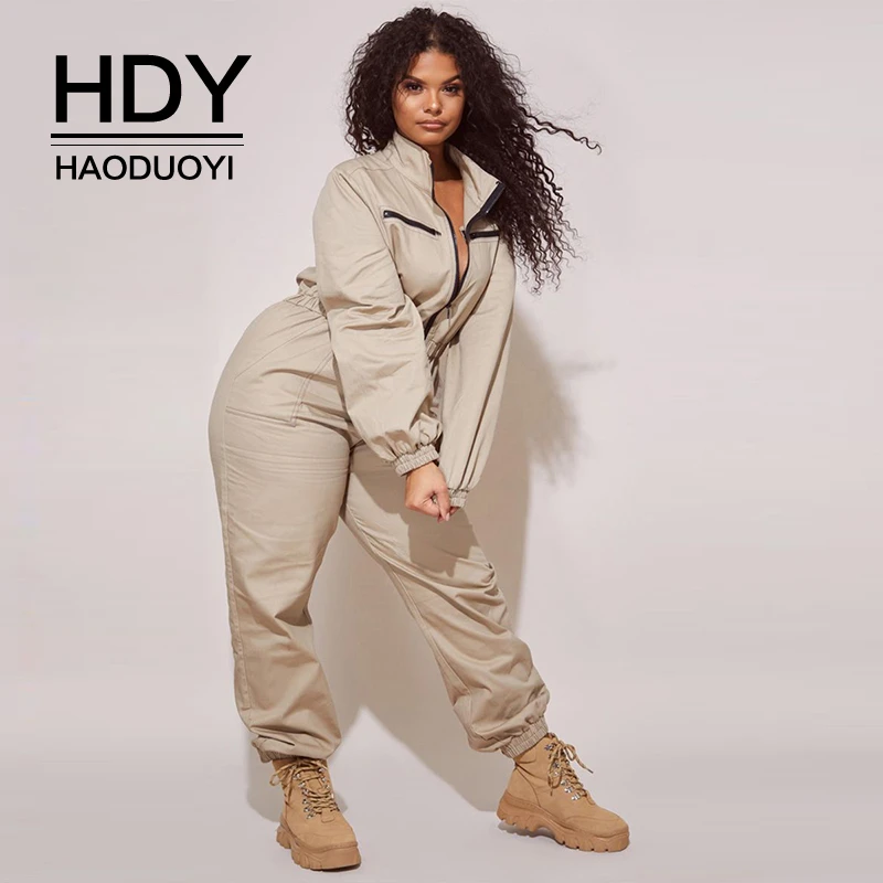 HDY Haoduoyi, женский, плюс размер, сплошной, длинный рукав, свободный, эластичная талия, Повседневный, на каждый день, формальный, цельный комбинезон