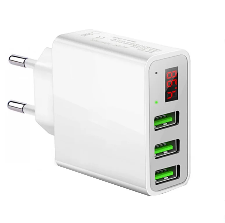 

3 USB Phone Charger Smart Display 5V 3A Mobile Phone Charger Adapter Travel Charge Adapter Display for iPhone Samsung Charger