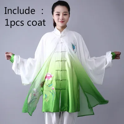 1pcs coat Градиент цвета тайцзи Униформа традиционная китайская одежда вышитые боевые искусства костюм кунг-фу Утренние упражнения Спортивная одежда - Цвет: 1pcs coat