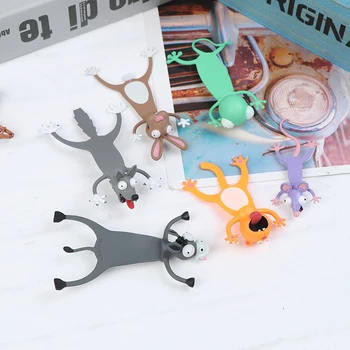 

1pc Cute 3D Stereo Cartoon Animal Bookmark cat PVC Funny Student Children School Stationery For Kids Gift