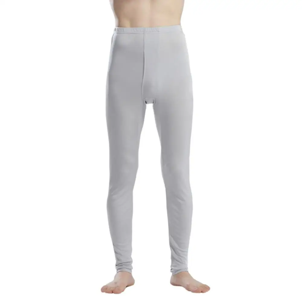 Шелковые Мужские штаны, чистый шелк, трикотаж, длинные кальсоны, только мужские леггинсы, тонкое нижнее белье, штаны, размер L XL XXL - Цвет: Gray