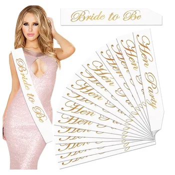 

Bride To Be Sash Decoration Bachelor Party White Ceremonial Belt White Hen Party Sash Bridal Shower Wedding Party Supplies ww76