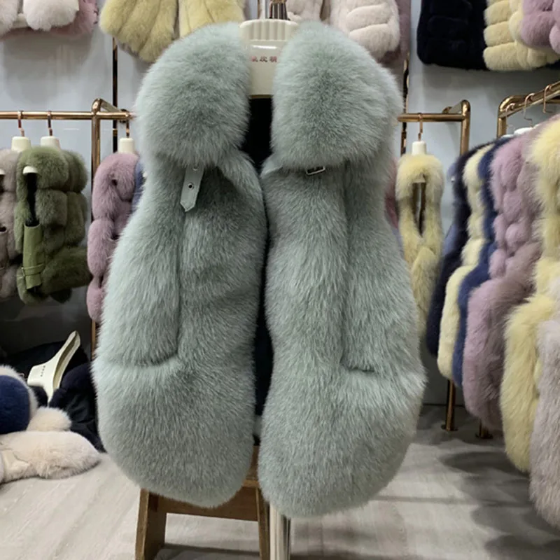 Короткий теплый зимний жилет из натурального Лисьего меха Модный женский жилет без рукавов из натурального меха горячая Распродажа короткий женский жилет