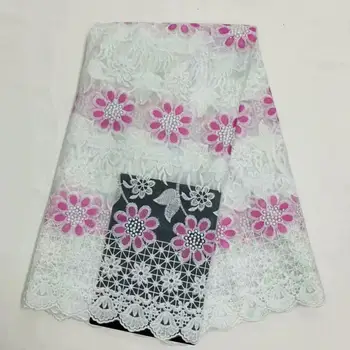 

Wjite pink African Lace Fabric Swiss Voile Lace High Quality Emboridery polish Cotton Lace French Lace Fabric F37