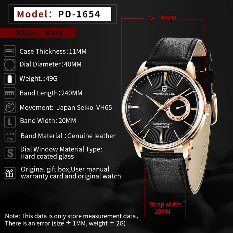 PAGANI Дизайнерские мужские часы Топ бренд класса люкс классические водонепроницаемые Бизнес Спортивные кварцевые мужские часы кожаный ремешок Relogio Masculino
