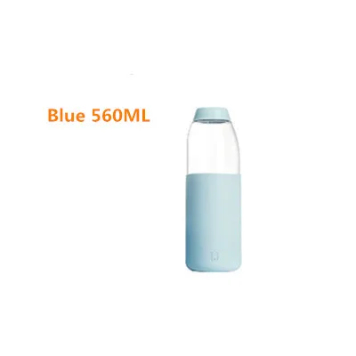 560ml Blue Xiaomi Jordan&Judy, чашка для воды, бутылка для фруктового чая, 260 мл, 560 мл, 2 цвета, стильная портативная Герметичная Бутылка, силиконовая крышка - Цвет: 560ml Blue