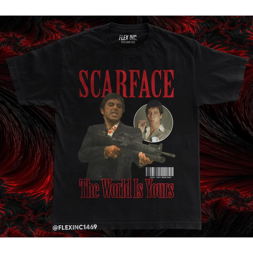 Футболка Мужская/Женская/Мужская винтажная тенниска с голенищем Kaos Scarface Тони