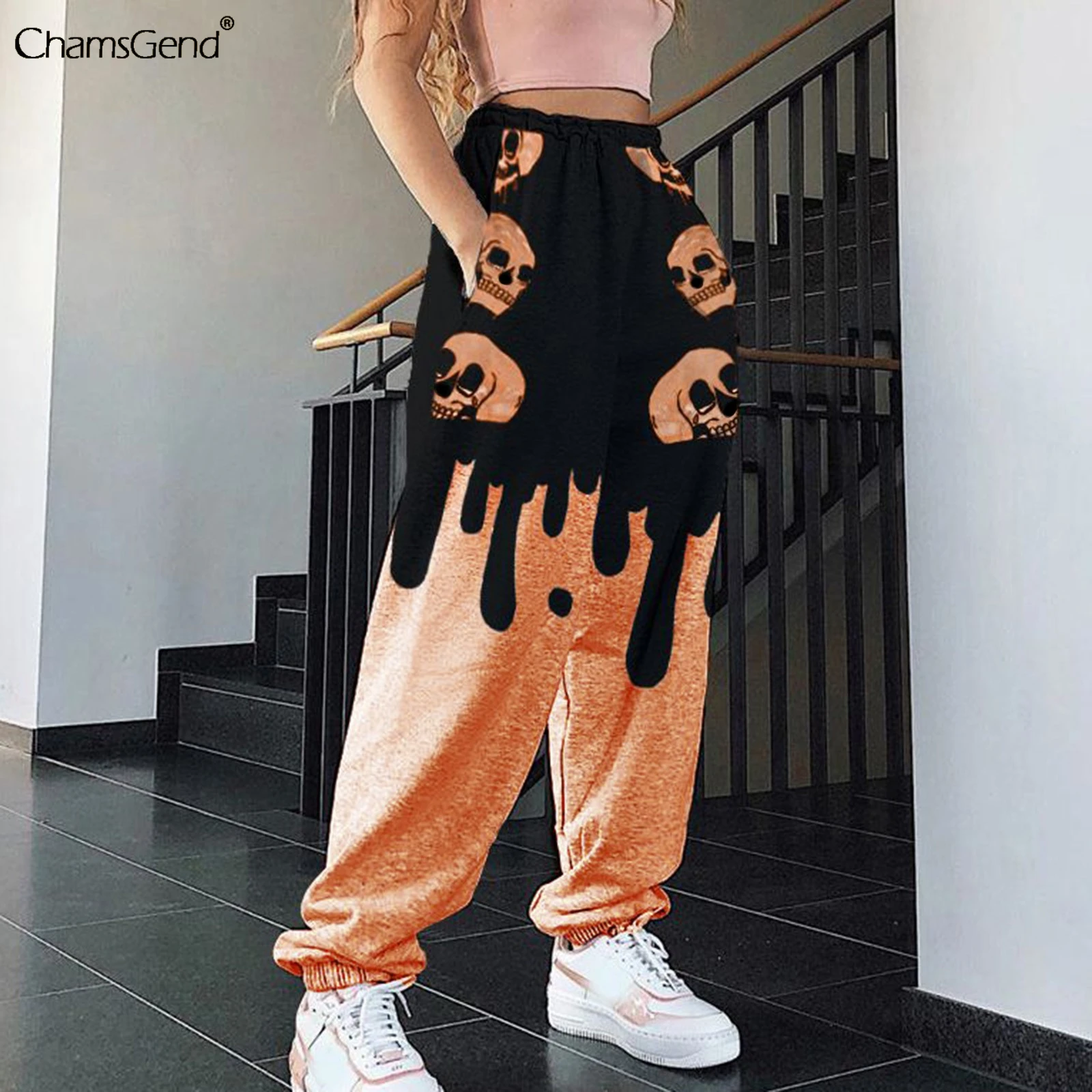 Pantalones de gran tamaño mujer, ropa de calle elegante para Halloween, pantalones bombachos de Hip Hop, Pantalones altos de cintura alta, 2021|Pantalones pantalones capri| - AliExpress