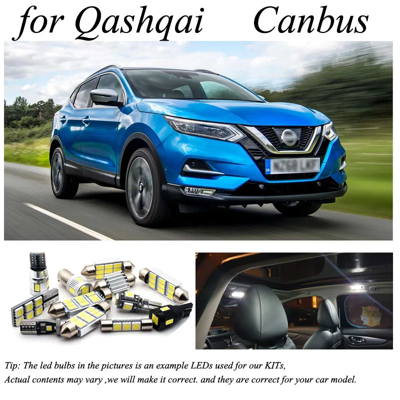 10 шт. x Canbus Ошибка бесплатно для 2007- Nissan Qashqai J10 J11 светодиодный светильник внутренняя крыша чтение карта купольный светильник комплект