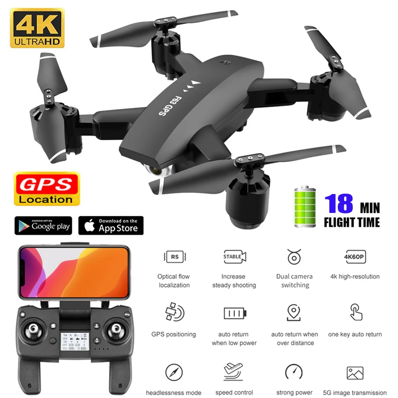 Fpv Дрон 4k Профессиональный GPS Rc Квадрокоптер 5G Follow Me droni селфи двойная камера