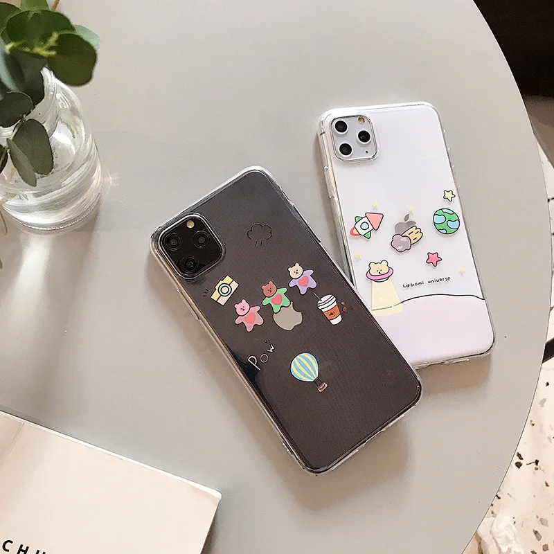 Ins стиль rocket bear Прозрачный чехол для телефона для iPhone 11Pro Max 6 6s 7 8 Plus X Xs Max Xr 11 Pro высококачественный мягкий чехол Fundas Capa