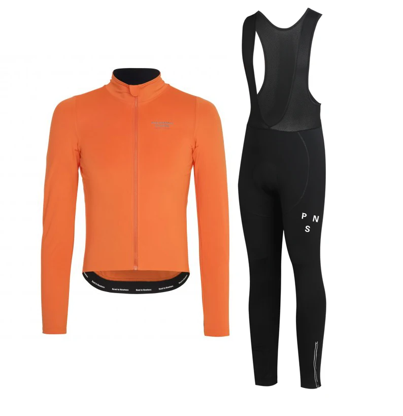 Зимняя Теплая Флисовая велосипедная футболка с длинным рукавом и термокомбинезон со всеми новыми 4D гелевыми вставками для зимней езды оранжевого цвета