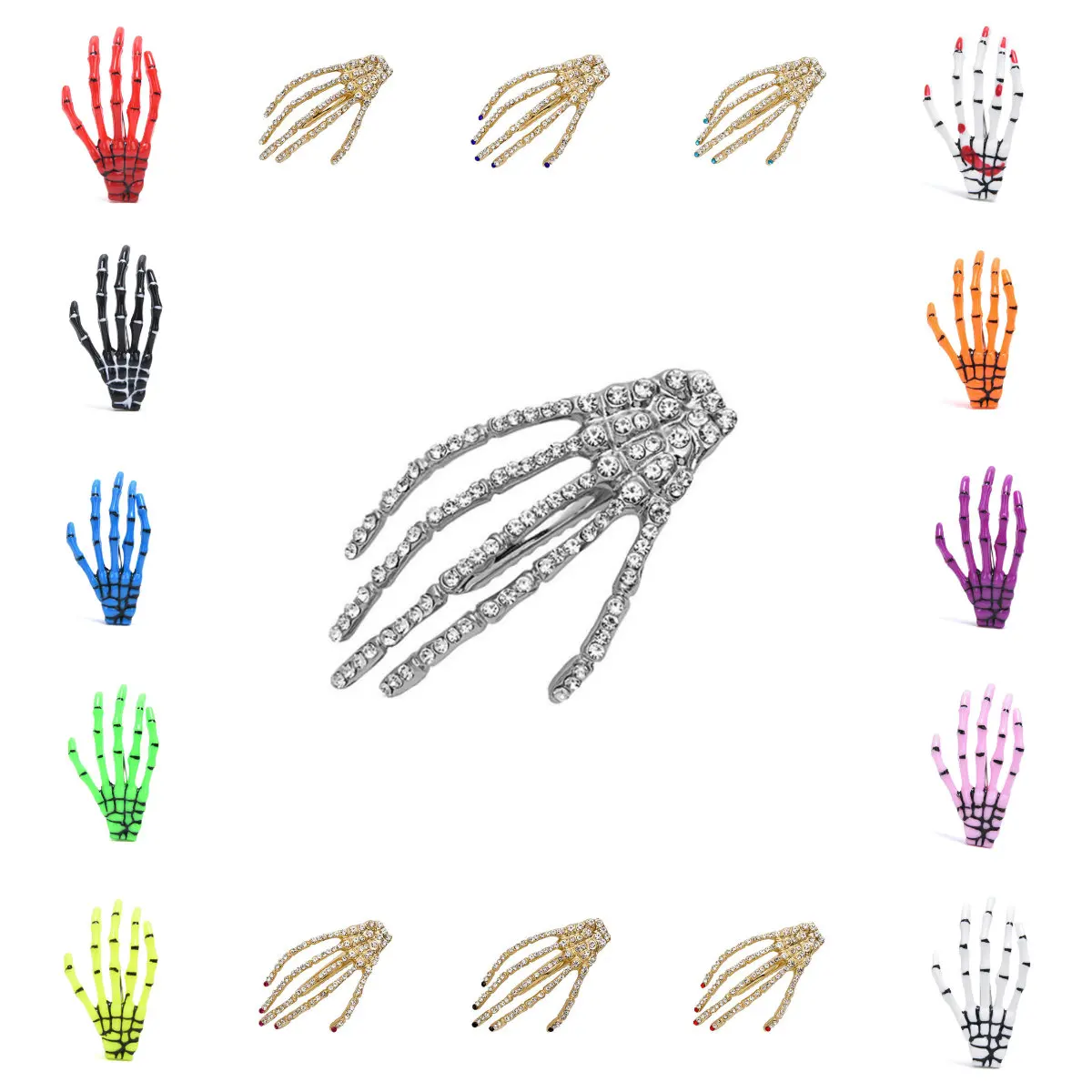 2020 Fashion 1pc Punk Skull Hand Hairpin Exaggerated Skull Bone Hand Claws Hair Ornaments New Arrival