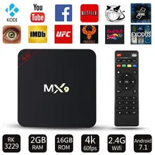 Android 7,1 tv BOX MX9 RK3229 четырехъядерный процессор 2 Гб ОЗУ 16 Гб ПЗУ 2,4 ГГц WiFi Bluetooth 4,0 4K HD ТВ-Приставка Смарт-медиаплеер