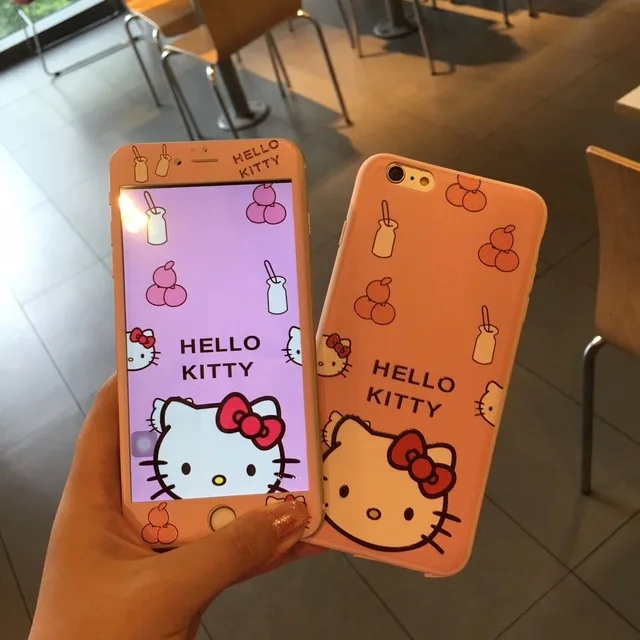 3 360 милый мягкий чехол с рисунком hello kitty Cat для IPhone XR XS Max X 10 8 7 6 6s Plus+ Передняя пленка из закаленного стекла - Цвет: 3