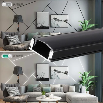 

1~20pcs 0.5m black color led profile Aluminum with 2835 120led/m Ra90 wall mounting LED Profile suitable for LED strips