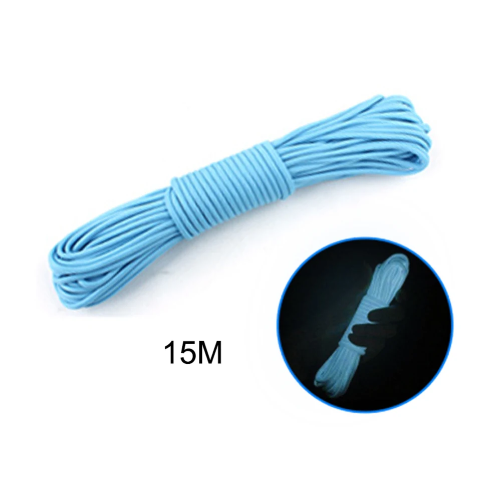 Blue 15M Светящийся Паракорд шнурок светится в темноте светящийся шнур 9 нитей ядер выживания для наружного кемпинга палатки аксессуары инструменты - Цвет: Blue 15M