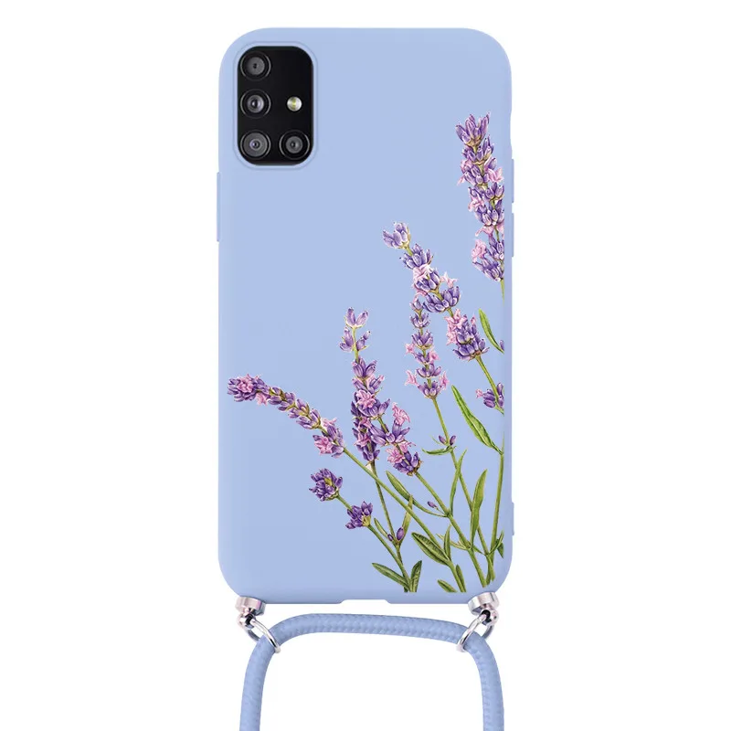 For Samsung Galaxy A51 A 51 Case 4G Flower Chain Necklace Strap Cord Lanyard Soft Silicone Fundas For Samsung Galaxy51 Bumper kawaii phone cases samsung Cases For Samsung