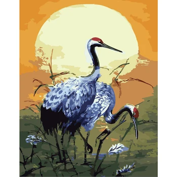 

Dropshipping 60x75cm Painting By Numbers DIY Red-crowned Crane Animal Wall Art Picture Acrylic Painting For Wedding Decoration
