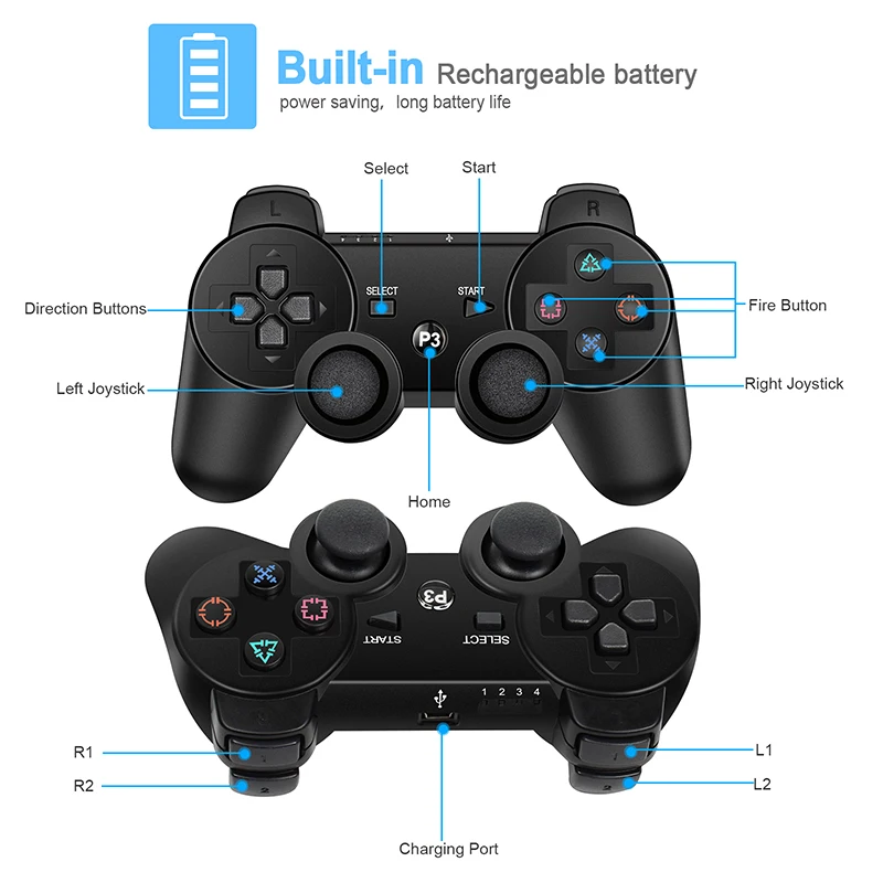 Wireless Bluetooth Gamepad For PS3 Controle Gaming Console Joystick Remote Controller For Playstation 3 Gamepads