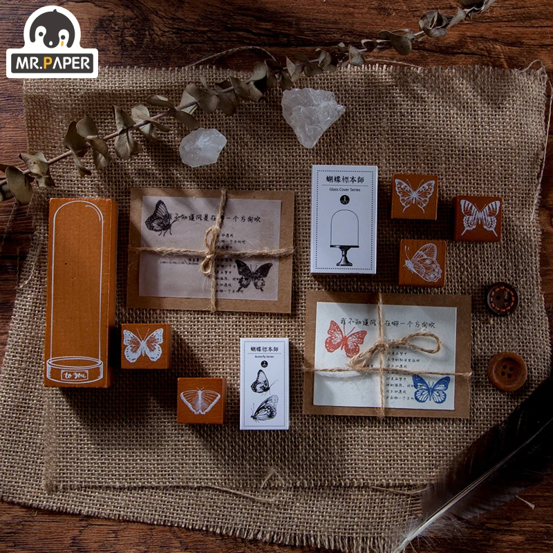 Mr.Paper Butterfly Specimen Retro Style Wooden Rubber Stamps Handal for Scrapbooking Deco Craft Wooden Stamps Standard Size Gifs 5 Mr.Paper Butterfly Specimen Retro Style Wooden Rubber Stamps Handal for Scrapbooking Deco Craft Wooden Stamps Standard Size Gifs 5