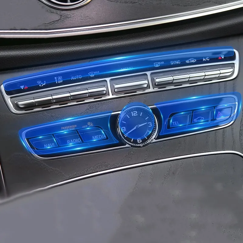 Best Car Center Console AC Screen Buttons Clock Table Watch Protector Film For Mercedes Benz C E GLC W205 W213 X253 Modified Decals