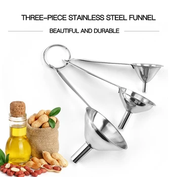 

3 Pieces / Set Wine Bottle Funnel Food Kimchi Fruit Jam Kitchen Funnel Small Stainless Steel Funnel Bar