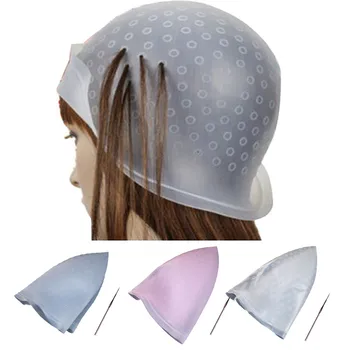 

Hair Care 1pc silicone dyeing cap dyed hair cap Professional Salon Reusable Hair Colouring Highlighting Dye Cap Hat Hook