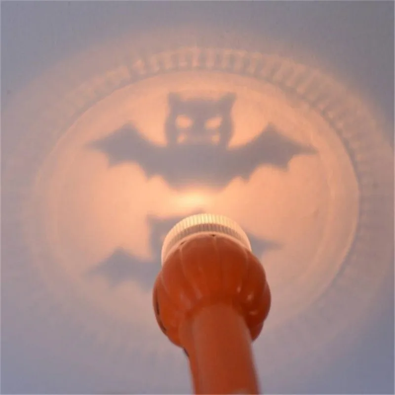 1 pc Halloween props projector flashlight party DIY decoration five types lens pumpkin/spider/bat/ghost and skeleton kids toys