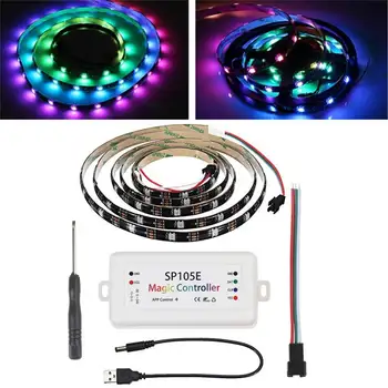 

DC5-24V SP105E 200 Modes 1M 2M WS2812B USB Phone APP Remote Bluetooths Waterproof Color RGB LED Strip Light Set Cuttable