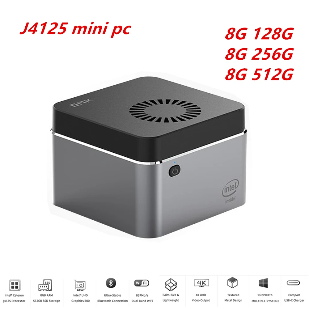 Intel Celeron J4125 Quad Core Windows 10 Mini PC LPDDR4 8GB 128GB SSD USB-C inteligente computadora del LarkBox J4115 4K HD Media Player