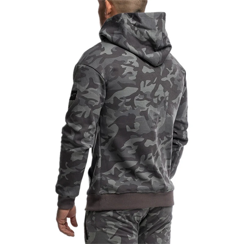  YEMEKE New Fitness Hoodies Men Autumn Fashion Brand Fashion camouflage Sportswear Sweatshirt Men's 