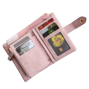 

Wallet For Women Trifold Small Female Purse Scrub Leather Women Wallet Short Soild Zipper Coin Purse Card Holders
