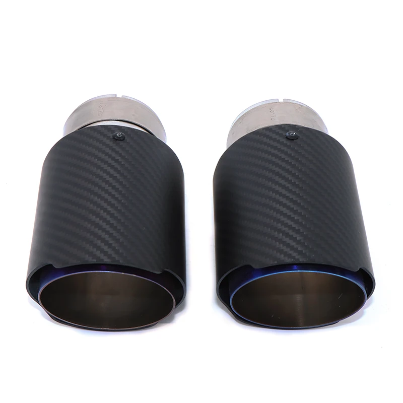 1pcs exhaust pipe modified carbon fiber twill bright material exhaust tail throat 304 roasted blue 170mm length tail mouth DZ011