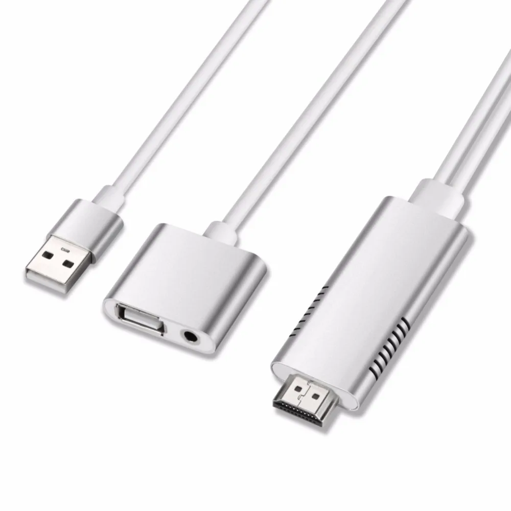 HDMI к USB AUS кабель адаптер телефон планшет к ТВ av-кабель адаптер HD 1080P Белый видеокабель шнур видео для Apple IOS и Android