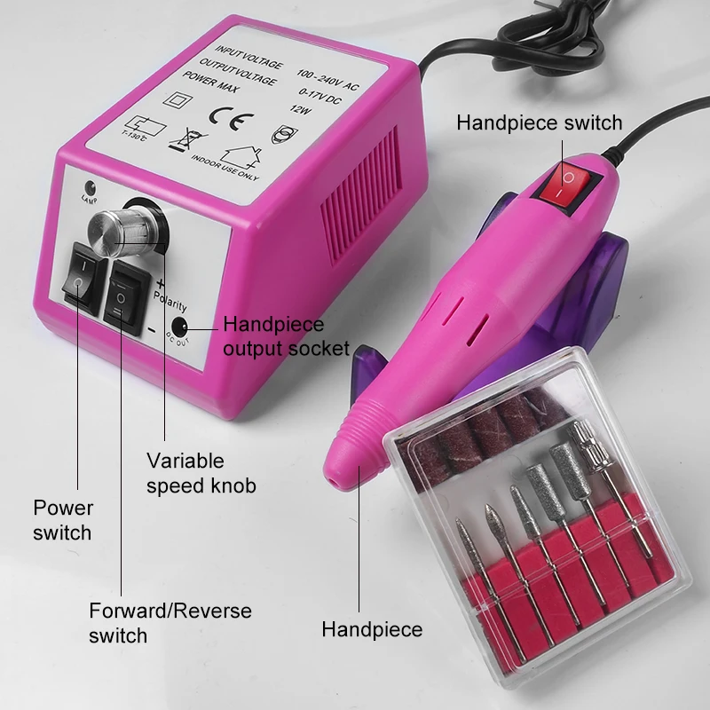 Профессиональный Электрический Маникюрный станок, набор сверл, аксессуары, пилочка для ногтей, пилочка для ногтей, шлифовальная пилочка, гель для удаления кутикулы, керамическая Кута