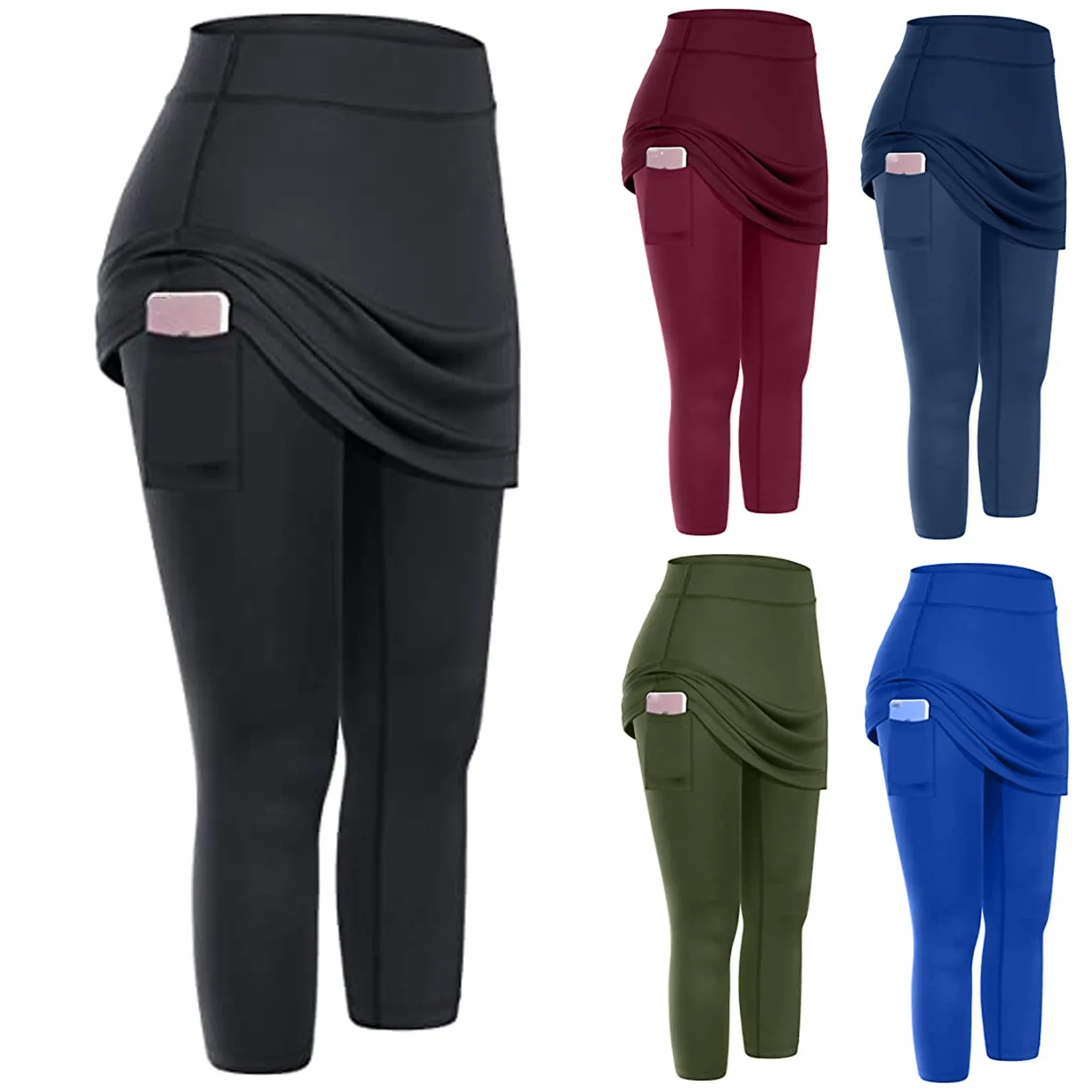 Elastic Sports Yoga Capris Skirts 