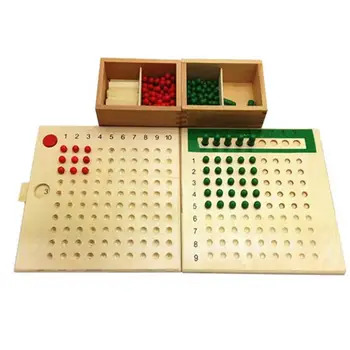Early Wooden Montessori Materials Mathematics Teaching Toys Multiplication & Division Math Toy Beads Board Red Green Learning