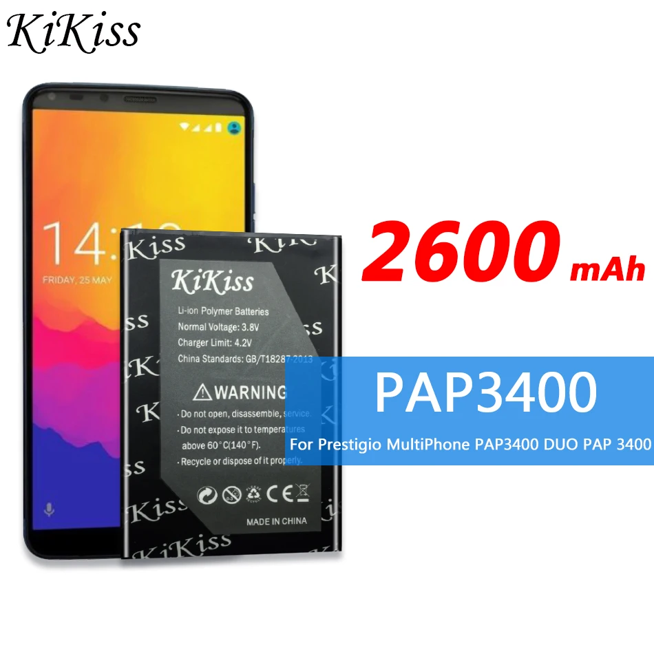 2600 мАч аккумулятор большой емкости для Prestigio MultiPhone PAP3400 DUO PAP 3400 мобильный телефон литий-ионный полимерный аккумулятор