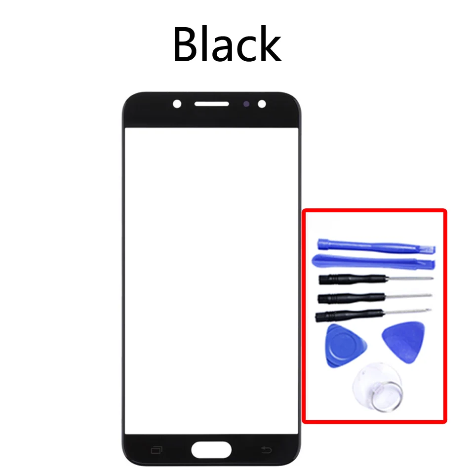 5," для Galaxy C8 C8000 \ C7 SM-C7100 C710 C7100 сенсорный экран передняя стеклянная панель сенсорный экран Внешний стеклянный объектив без ЖК-дисплея - Цвет: Black-With tool