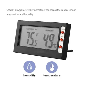 

Black Reptile Thermometer Hygrometer Digital LCD Temperature Hygrometer for Gecko Snake Frog Turtle Frog Guage