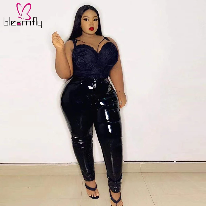 New Autumn Winter Women PU Leather Pants High Waist Leggings Skinny Long Trousers Sexy Night Club Bottoms Plus Size