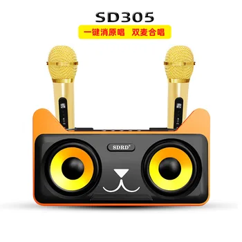 

Factory Straight Pin SD-305 Microphone Family KTV Portable Speaker Karaoke Microphone Wireless Bluetooth HiFi Audio