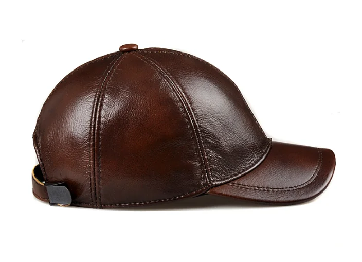 Verkäufe Winter männer braun/schwarz Farbe Echt Leder Baseball Caps Männer Damen Jugend Ente Zunge Warmer Hüte Hip Pop motorhaube Femme – Detail 20