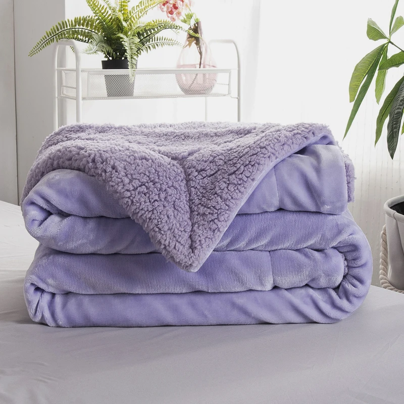 Sofa cover blanket for Adult casual blanket weighted flannel&lamb double blanket gift blanket high quality home blanket - Цвет: Лиловый